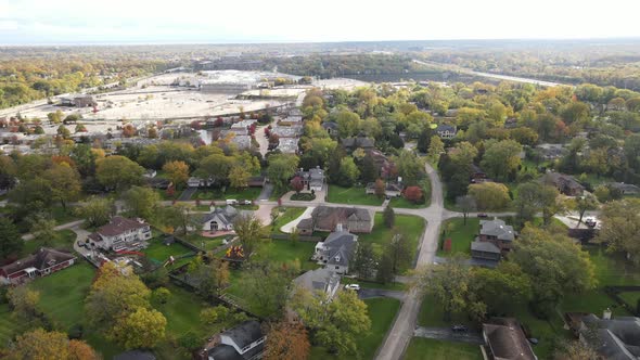 Aerial view of residential neighborhood in Northfield, Illinois,