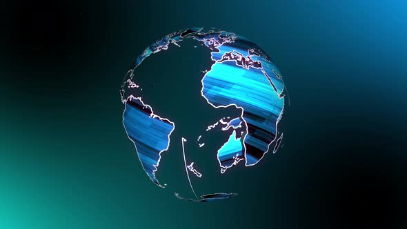 Digital earth map animation. Animated earth globe spinning news background. A 187