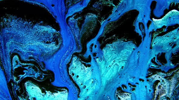 Abstract Ink Painting Blue and Azure Background