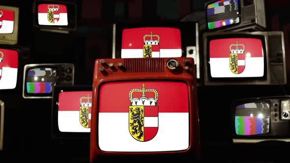 Flag of Salzburg, Austrian State, and Retro TVs. alt