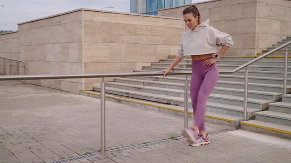 Morning Gymnastics Outdoors Woman Lives Healthy Lifestyle alt