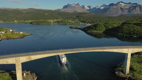 Bridge Over Whirlpools of the Maelstrom of Saltstraumen Nordland Norway alt