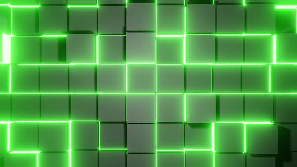 Green Neon Cubic Wall Movement Vj Loop Background HD alt
