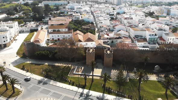 Fortified medieval walls and towers of Lagos city, Algarve, Portugal alt