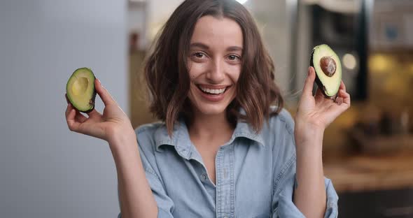 Woman with Avocado Portrait