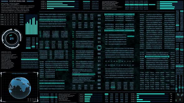 HUD Virtual Reality Motion Abstract Random Count Binary Decimal Statistics Monitor Display