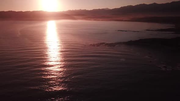Beautiful sunset on New Zealand coast