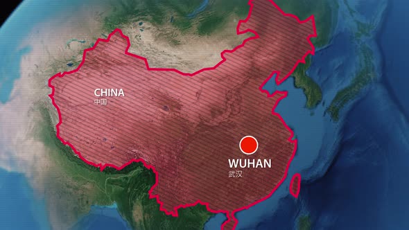 Geolocation of the city of Wuhan on the map