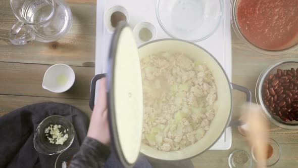 Step by step. Cooking homemade turkey chili for dinner alt