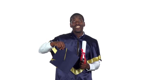 Student with a Diploma and the Academic Hat, Slow Motion alt