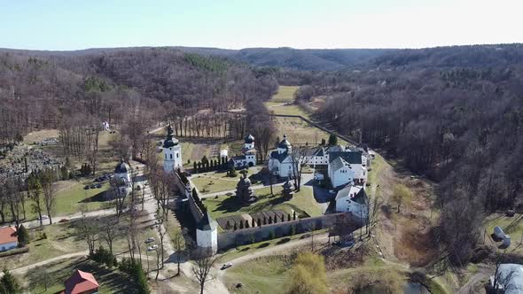 Krehiv Monastery Aerial View Drone, Ukraine
