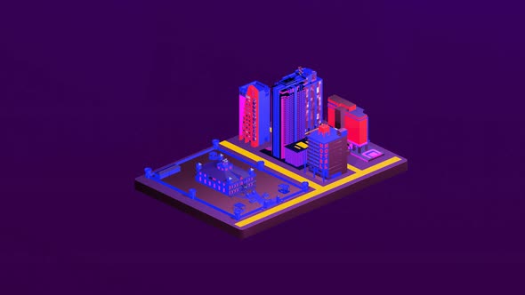 Isometric castle between cities alt