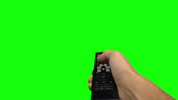 Remote Control Television Changing One Channel . Green Screen alt