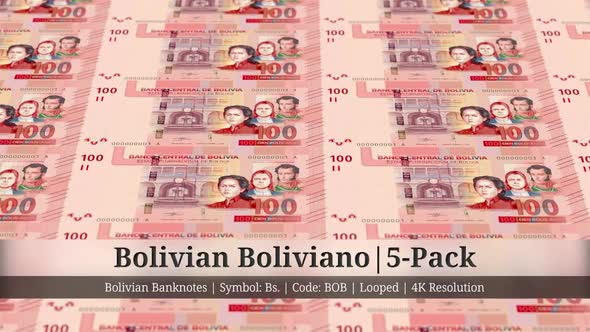 Bolivian Boliviano | Bolivia Currency - 5 Pack | 4K Resolution | Looped alt