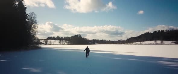 Ice Skating On The Lake On Sunny Day alt
