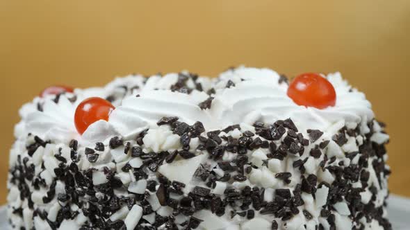 Cake Topped with Whipped Cream and Chocolate Sprinkles