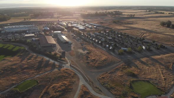 Aerial view of golf course accessible from RV park/campground in California alt