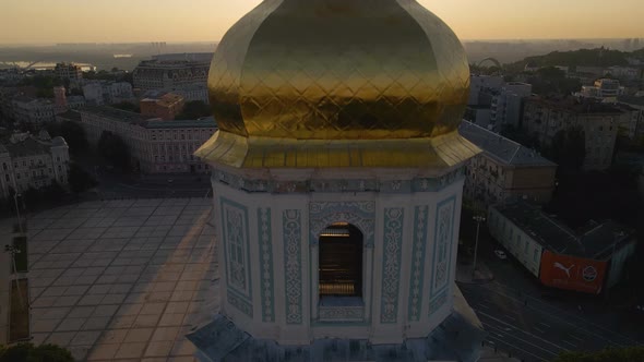 Aerial Footage of the Beautiful Architecture of an Ancient Monastery in Kyiv alt