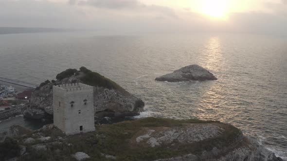 Old Castle And Sea Aerial View