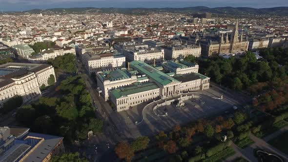 Aerial of famous buildings in Vienna alt