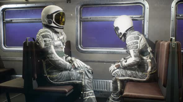 Astronauts Fly On A Space Train