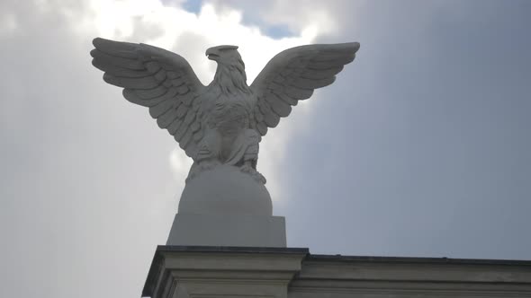 Eagle sculpture on a cloudy day