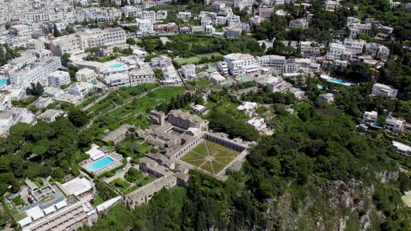 Aerial View Cityscape Of Capri. Island In Italy, In The Bay of Naples. alt