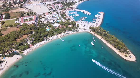 Aerial drone shot of Antalya, Kemer, Turkey