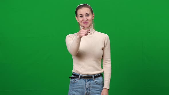 Woman Mocking Pointing at Camera and Laughing alt