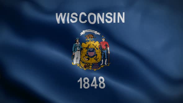 Wisconsin State Flag Blowing In Wind alt