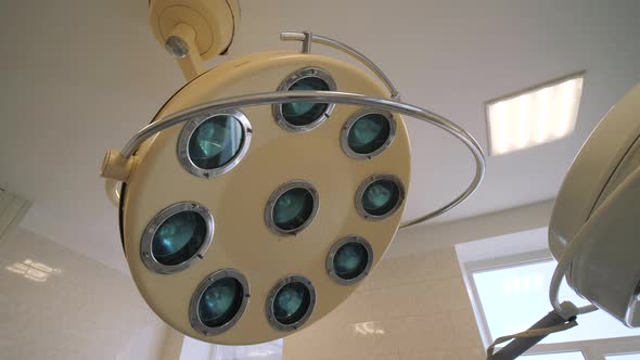Medical lamp. Medical equipment in the operating room. Light equipment in operating room. alt