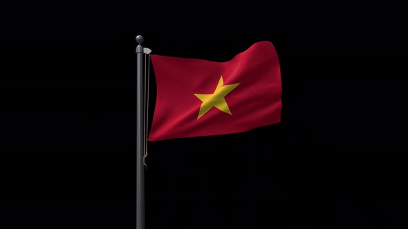 Vietnam Flag On Flagpole With Alpha Channel 4K alt