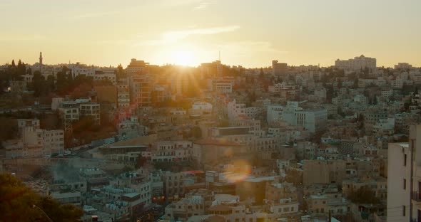 Establishing Shot of Arabian Cityscape in Amman Capital of Kingdom of Jordan