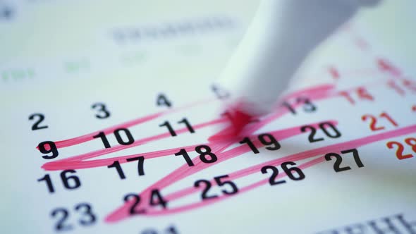 The crossed-out used-up calendar month. Go crazy from wasted time alt