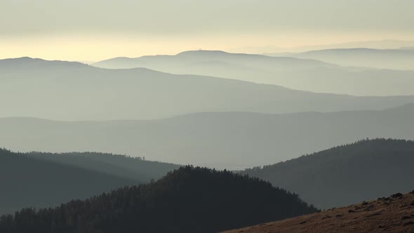 Silhouettes Of Successive Hills And Mountains alt