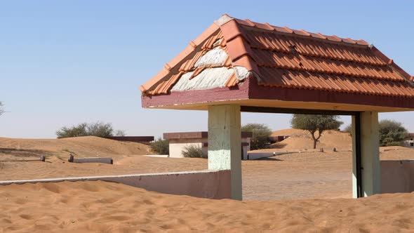 Garden Gate Entrance To Home in Desertificated Abandoned Village. Pan. alt