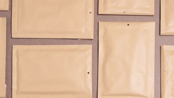 Lot of brown mail envelopes for parcels, moving