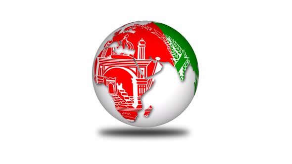Afghanistan 3d Flag Planet Animated White Background