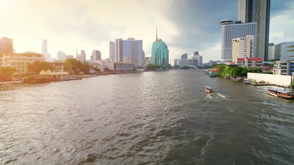 4K : Aerial city view of Bangkok downtown, Flying over Bangkok, Thailand. alt