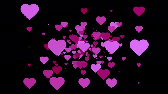 Flying Pink Hearts abstract animation.