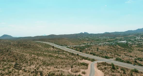 Panorama View Hwy US 87 Interchanges Highways Along Desert Landscape in Mountain Arizona alt