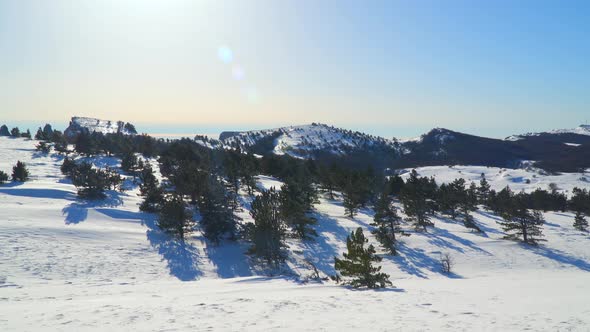 Mountain Plateau In the Snow On a Sunny Day