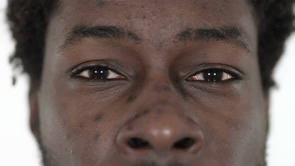 Close Up Of Blinking Eyes Of African Man, Stock Footage 