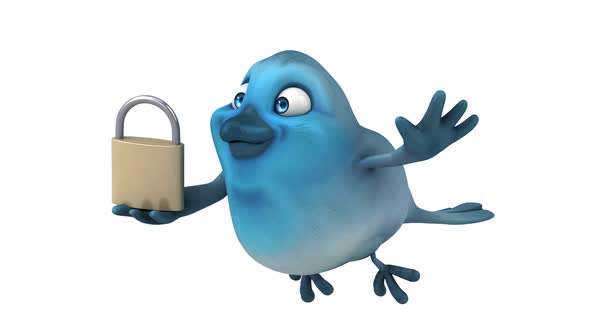 Fun 3D cartoon animation of a blue bird with alpha alt