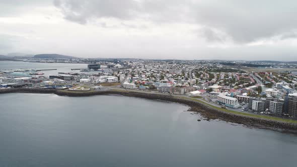 Aerial Panorama View Of Reykjavik