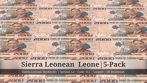 Sierra Leonean Leone | Sierra Leone Currency - 5 Pack | 4K Resolution | Looped alt