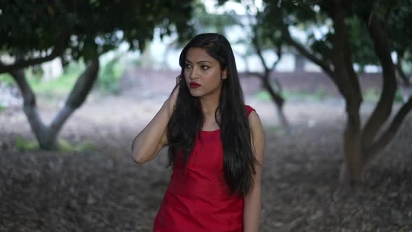 Indian Girl in Green Field