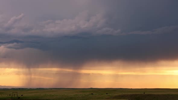 Timelapse of rain storm moving over the horizon in South Dakota alt