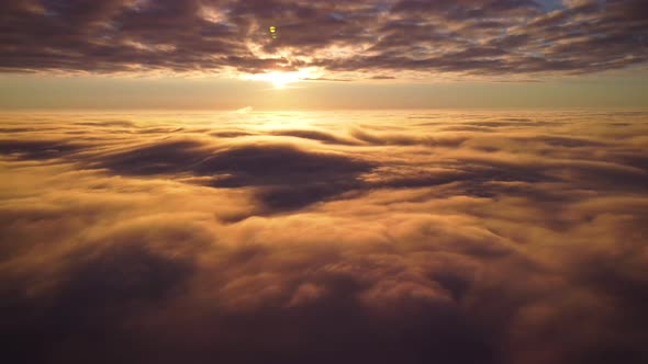 Dramatic video of drone flying in clouds