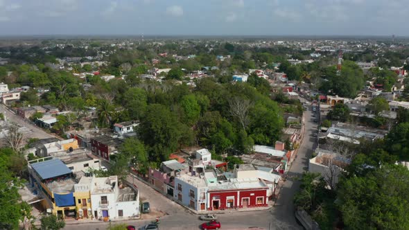 Aerial Ascending Footage of Residential Houses in Small Town alt